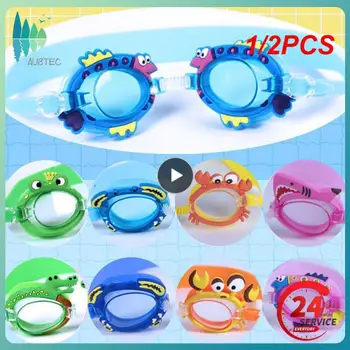 1 / 2ШТ Профессиональные очки для плавания с героями мультфильмов для девочек, очки для плавания с затычкой для ушей, водонепроницаемые Противотуманные очки для плавания для детей, дети