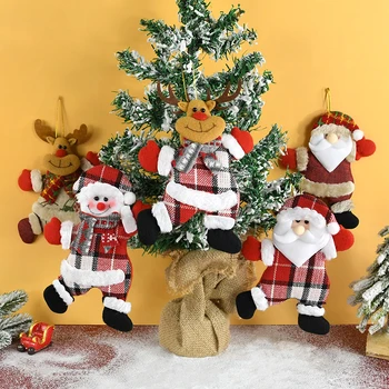 Веселые Рождественские Украшения Санта Клаус Снеговик Олень Тканевая Кукла Подвесной Кулон для Рождественской Елки Noel Natal Новогодний Декор 2024