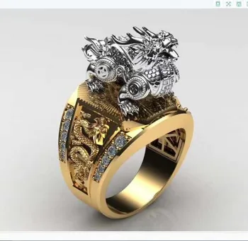 Властное кольцо с резным драконом для мужчин, 3D трехмерное кольцо в европейском и американском стиле, модные украшения на вечеринку
