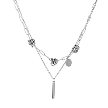 Двухслойное ожерелье из титановой стали, мужское ожерелье с подвеской в стиле панк и готика, модное высококачественное ожерелье-цепочка для свитера для женщин