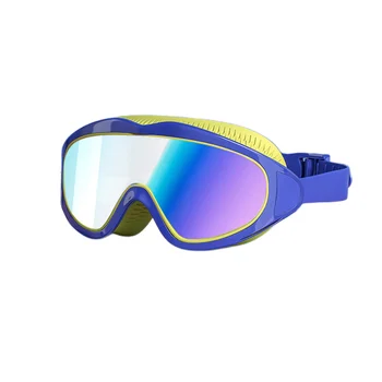 Детские плавательные очки с прозрачными линзами в большой оправе, улучшенные противотуманные силиконовые очки для дайвинга в бассейне HD