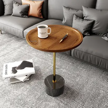 Журнальные столики из массива дерева в скандинавском стиле, мебель для гостиной, Легкий Роскошный чайный столик креативного круглого дизайна, Простые столики для отдыха на балконе
