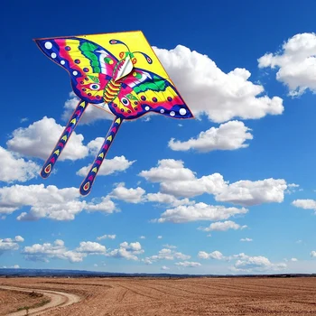Красочные воздушные змеи из длиннохвостого нейлона, летающие игрушки для детей, детский кайтсерфинг с 50-метровой кайтовой леской высокого качества