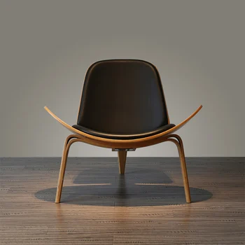 Скандинавские стулья для гостиной со спинкой из массива дерева, кресло для ленивого отдыха, Бытовая мебель, Современный кожаный Одноместный диван-раковина, стул B