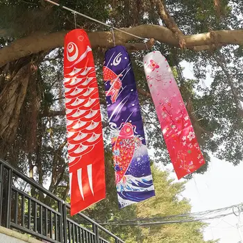 Японский Карп Подвесной орнамент Изысканный Узор Коинобори Воздушный змей Мультфильм Красочный Ветровой носок Стример Баннер Рыбий флаг Поставка для вечеринок